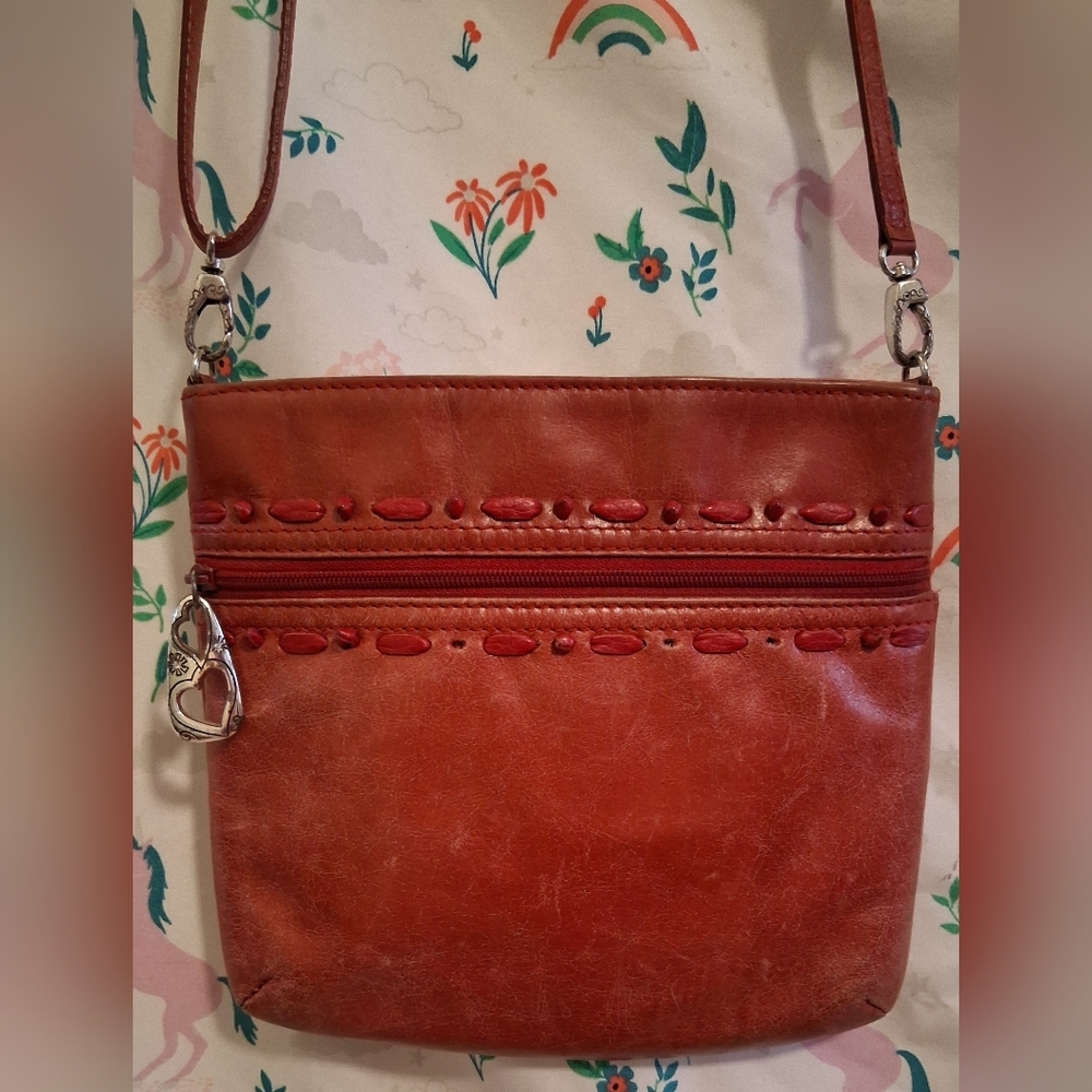 EUC Vintage 90s Brighton Red Distressed Leather Boho Western Casual Purse Bag
